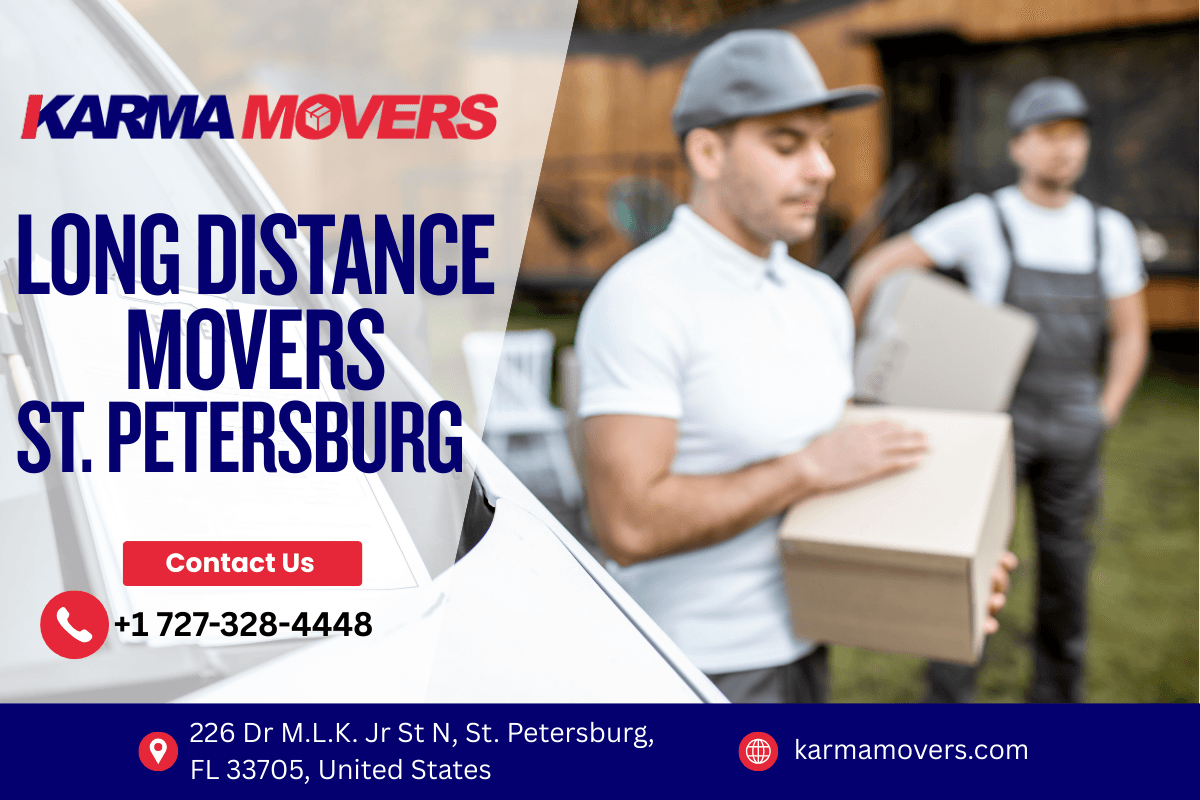 Long-distance movers loading a truck in St. Petersburg FL for an interstate relocation