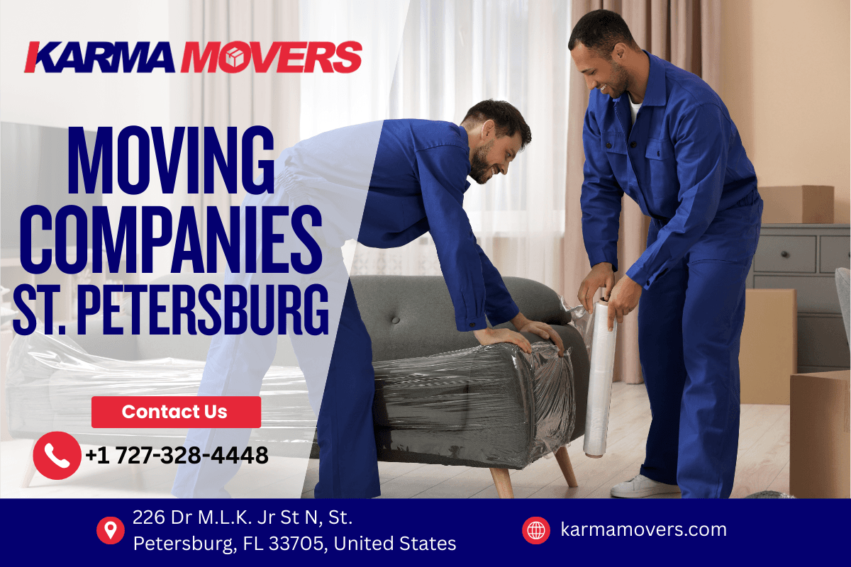 Apartment movers navigating a St. Petersburg FL high-rise with full furniture protection