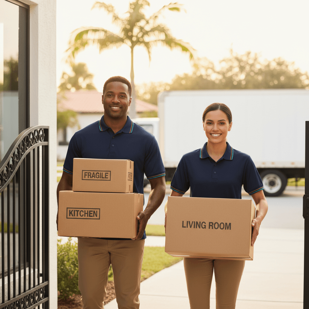 Karma Movers professional crew loading a moving truck at a Florida home