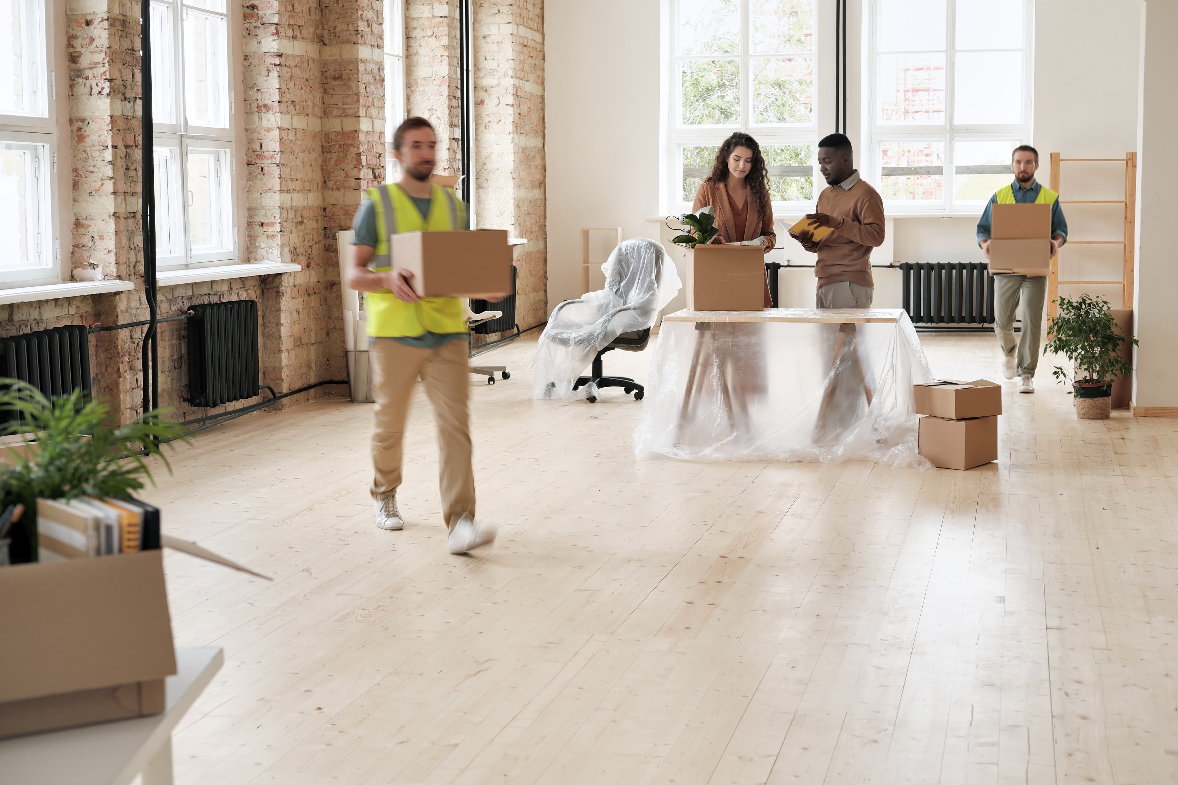 Movers setting up new office space in St. Pete FL