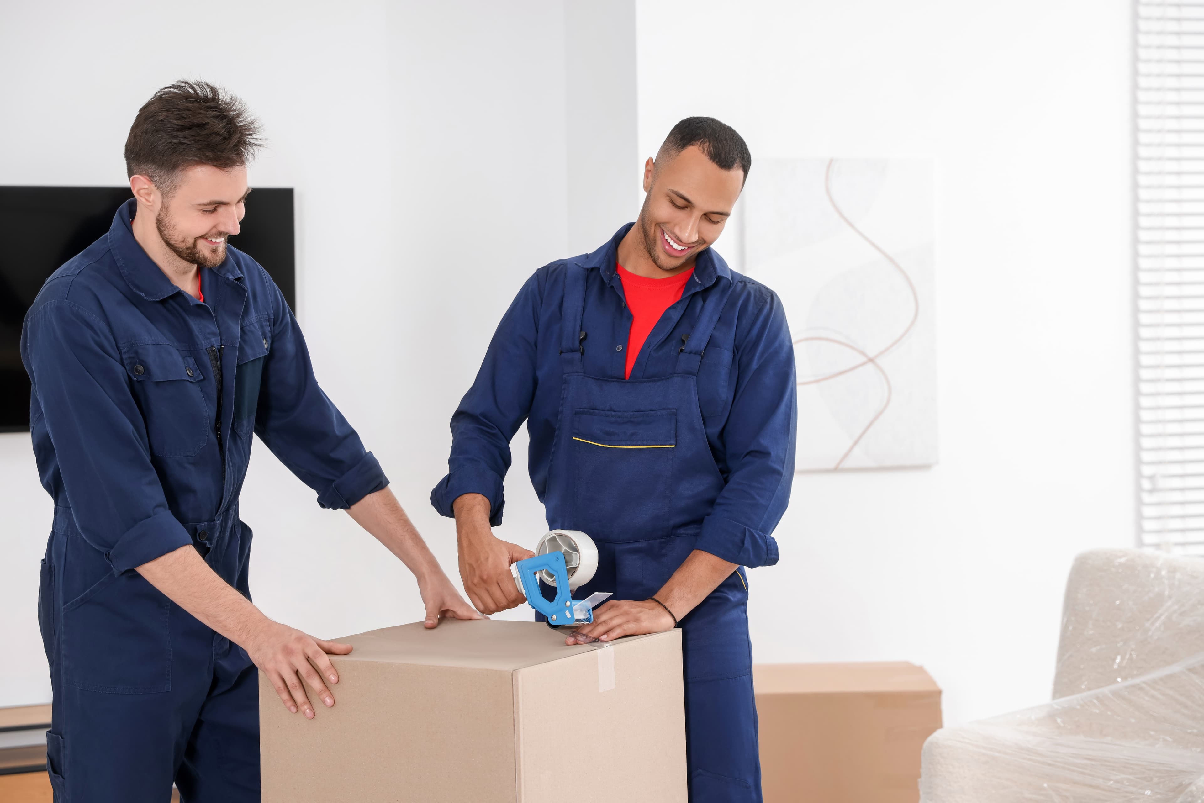 Professional movers packing double-wall moving boxes in St. Petersburg FL