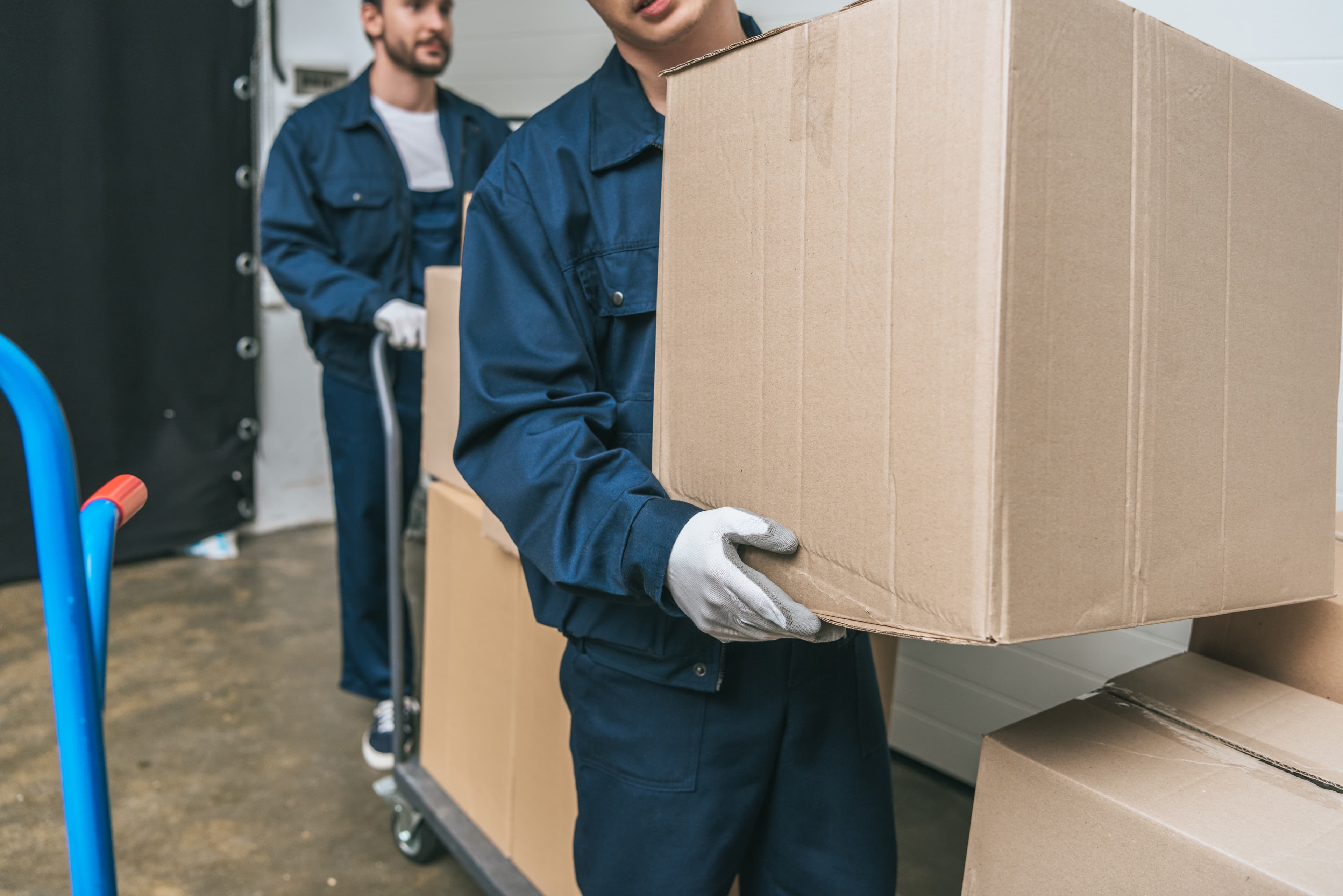 Movers transporting specialty boxes and fragile items in St. Pete FL