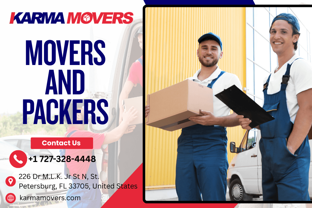 Professional movers and packers carefully wrapping fragile items for a St. Petersburg FL residential move