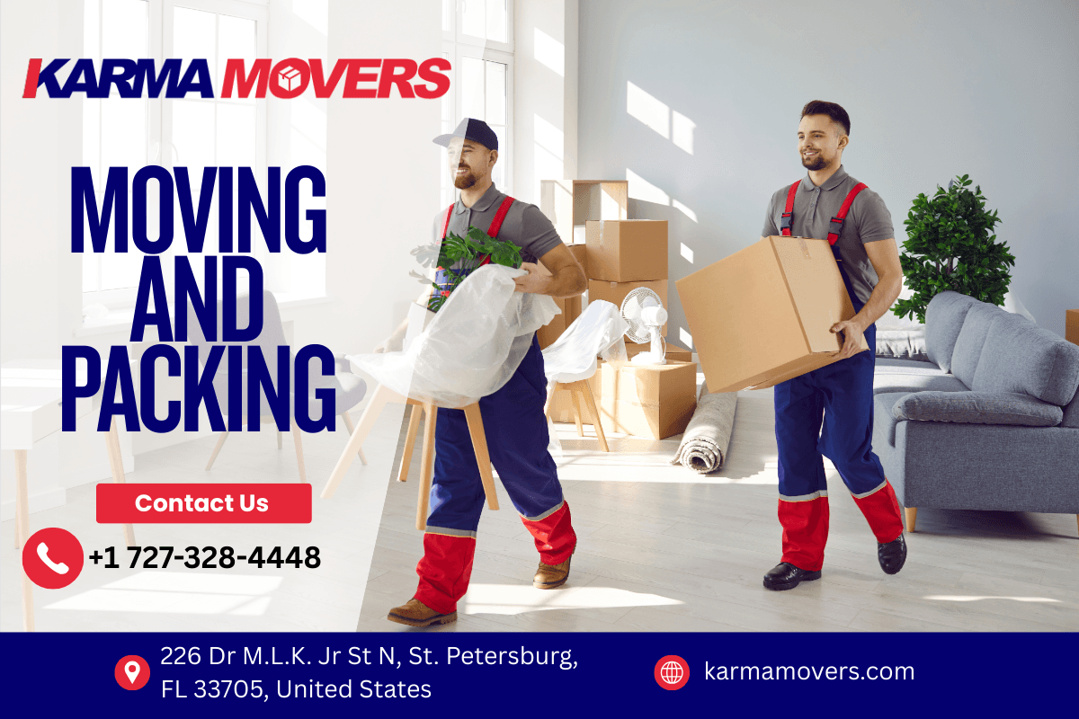 Fragile items carefully wrapped and boxed by Karma Movers professional packers in St. Petersburg FL