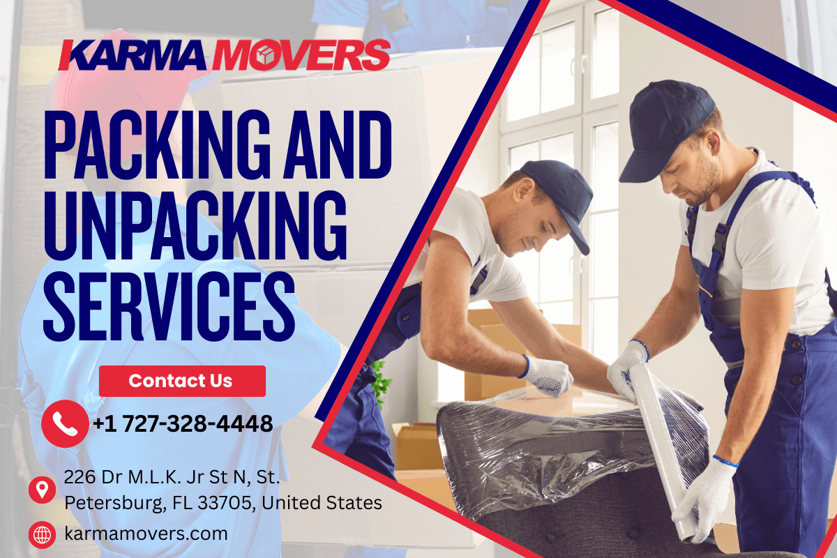 Kitchen professionally packed for a St. Petersburg FL move by Karma Movers packing services