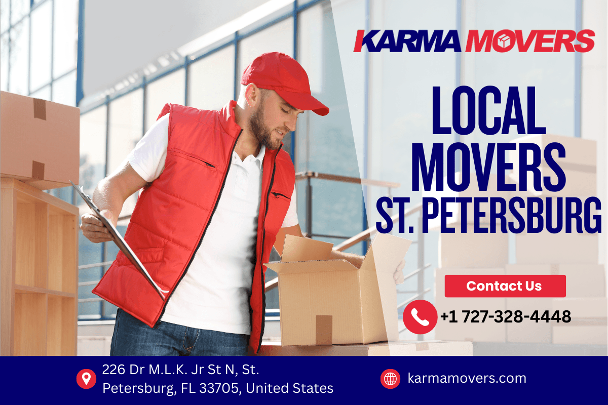 Local movers in St. Petersburg FL - Karma Movers licensed crew with boxes